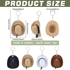 4Pcs 4 Colors Cowboy Hat Shape Keychain&nbsp;KEYC-PH0002-18