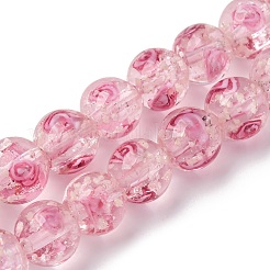 Luminous Handmade Glod Sand Lampwork Beads Strands&nbsp;LAMP-B028-03L-10mm