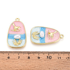 Rack Plating Alloy Enamel Pendants&nbsp;ENAM-N066-14KCG