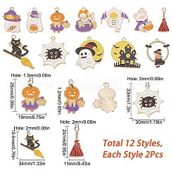 24Pcs 12 Style Halloween Theme Alloy Enamel Pendants&nbsp;ENAM-SC0003-35