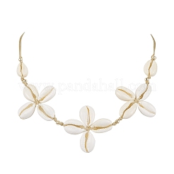 Brass Natural Cowrie Shell Necklaces&nbsp;NJEW-TA00188