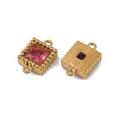 Ion Plating(IP) 304 Stainless Steel Cubic Zirconia Square Links Connector Charms&nbsp;X-STAS-K256-24G