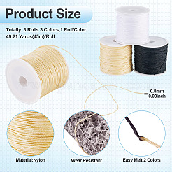 3 Rolls 3 Colors Nylon Braided Cord&nbsp;NWIR-CW0001-05