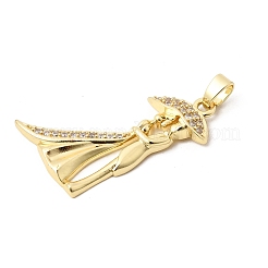 Wedding Brass Micro Pave Clear Cubic Zirconia Pendants&nbsp;KK-D237-01G