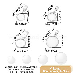 40Pcs 4 Styles 304 Stainless Steel Pendant Cabochon Settings&nbsp;FIND-AR0004-27