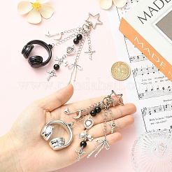 2Pcs 2 Colors Alloy & Acrylic & Glass Pendant Decorations&nbsp;HJEW-YW00390