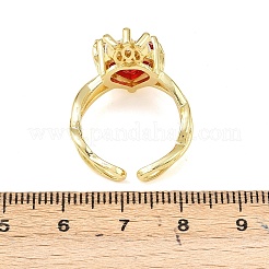 Brass Micro Pave Cubic Zirconia Cuff Rings for Women&nbsp;RJEW-A088-06G