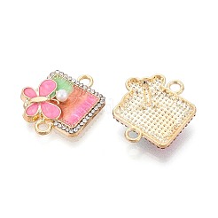 Alloy Crystal Rhinestone and ABS Imitation Pearl Connector Charms&nbsp;PALLOY-T092-09G