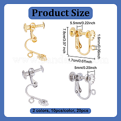 20Pcs 2 Colors 316 Surgical Stainless Steel Clip-on Earring Findings&nbsp;STAS-UN0063-72