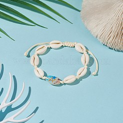 Narural Cowrie Shell Braided Bead Anklet for Women&nbsp;AJEW-AN00527-03