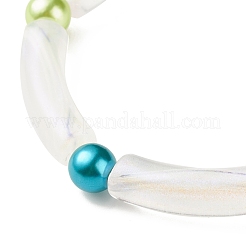 Acrylic Curved Tube & Round Chunky Stretch Bracelet for Women&nbsp;BJEW-JB08282