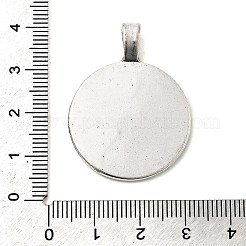Flat Round Tibetan Style Alloy Pendant Cabochon Settings&nbsp;TIBEP-S293-051AS-LF
