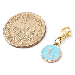 26Pcs Flat Round with Letter A~Z Alloy Enamel Pendant Decorations&nbsp;HJEW-JM02563