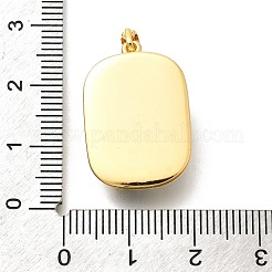 Brass Dodger Blue Glitter Enamel Rectangle Pendants&nbsp;KK-K398-14G