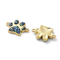 Rack Plating Brass & Shell Paw Print Links Connector Charms&nbsp;KK-K380-15G