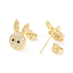 Rabbit Cubic Zirconia Stud Earrings&nbsp;EJEW-P196-03G