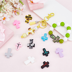 12Pcs 12 Colors Cross Silicone Focal Beads&nbsp;SIL-SC0002-90