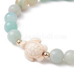Natural Flower Amazonite Beaded Stretch Bracelet&nbsp;BJEW-JB09764-01
