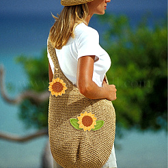 18Pcs 2 Style Hand Knitting Wool Sunflower and Leaf&nbsp;DIY-GA0006-11