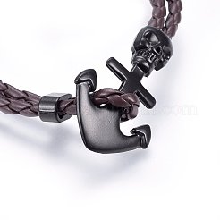 Braided Leather Cord Multi-strand Bracelets&nbsp;BJEW-F347-05A
