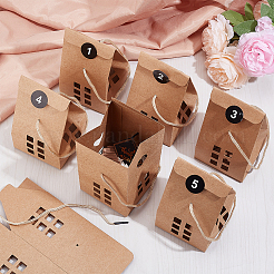 25 Sets Rectangle Foldable Creative Christmas Paper Gift Box with Window and 1 Polka Dot Paper Number Labels Sticker&nbsp;CON-PH0002-85A