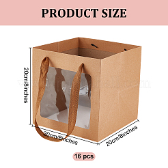 Square Paper Gift Tote Bags with Plastic Visible Window&nbsp;LS-ABAG-WH0051-10C