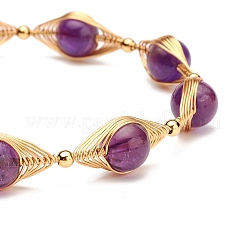 Healing Power Natural Amethyst Beaded Bracelets for Men Women&nbsp;X1-BJEW-TA00012-03