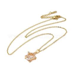 Brass Micro Pave Clear Cubic Zirconia Pendant Necklaces for Women&nbsp;NJEW-E106-07KCG-01