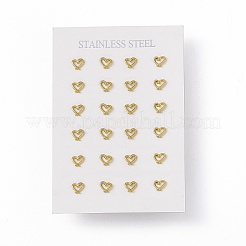 PVD Vacuum Plating 304 Stainless Steel Hollow Out Heart Stud Earrings for Women&nbsp;EJEW-P212-12G