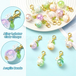 15Pcs 5 Colors Acrylic & Resin Pearl Flower Pendant Decorations&nbsp;HJEW-YW00509