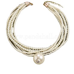 Plastic Imitation Pearl Round Ball Pendant Multi-Strand Beaded Necklaces&nbsp;FS-WG3508B-01