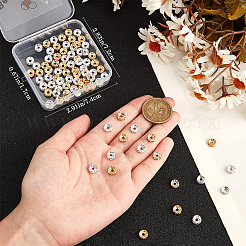 100Pcs 2 Colors Brass with Rhinestone Spacer Beads&nbsp;KK-BBC0015-99