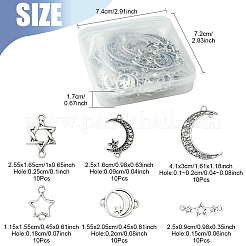 60Pcs 6 Styles Tibetan Style Alloy Link Pendants&nbsp;TIBE-FS0003-22