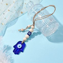Handmade Blue Evil Eye Lampwork Pendant Decorations&nbsp;HJEW-JM02303-02
