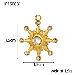 304 Stainless Steel Micro Pave Cubic Zirconia Charms&nbsp;CU-OY002-10G