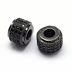 Rack Plating Brass Cubic Zirconia European Beads&nbsp;ZIRC-S023-02B