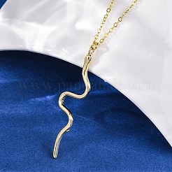 Brass Snake Pendant Cable Chain Necklaces for Women&nbsp;LS-NJEW-S438-01B-G