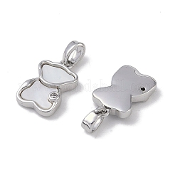 Brass & Shell & Clear Cubic Zirconia Pendants&nbsp;KK-G497-15P