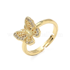 Brass Micro Pave Cubic Zirconia Adjustable Finger Rings for Women&nbsp;RJEW-A065-02G