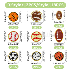 18Pcs 9 Styles Ball Polyester Embroidered Appliques&nbsp;PATC-FH0001-11