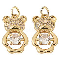 2Pcs Brass Micro Pave Cubic Zirconia Pendants&nbsp;KK-TA0002-81D