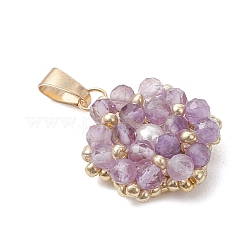 Natural Amethyst Faceted Round Cluster Flower Pendants&nbsp;PALLOY-MZ01197-07