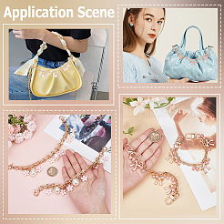 2Pcs 2 Styles Pink Zinc Alloy Enamel Bowknot Flower Charm Cable Chain Purse Chains&nbsp;FIND-BBC0004-57