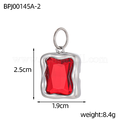 Rectangle Charms 304 Stainless Steel Cubic Zirconia Pendants&nbsp;STAS-OY004-27P