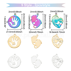 18Pcs 9 Style 304 Stainless Steel Pendants&nbsp;STAS-DC0010-71
