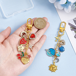 2Pcs Alloy Enamel & Rhinestone Pendant Decorations&nbsp;HJEW-NB00315