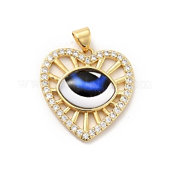 Heart Brass Micro Pave Clear Cubic Zirconia Pendants&nbsp;KK-G419-11G-02
