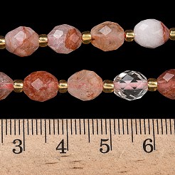 Natural Red Hematoid Quartz/Ferruginous Quartz Beads Strands&nbsp;G-F809-A02-01