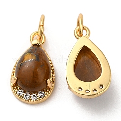Natural Tiger Eye Teardrop Charms&nbsp;G-A034-01G-03