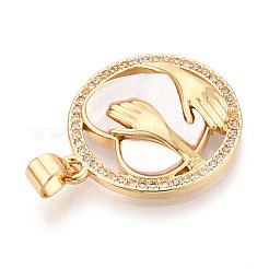 Brass Micro Pave Clear Cubic Zirconia Pendants&nbsp;KK-N268-63G